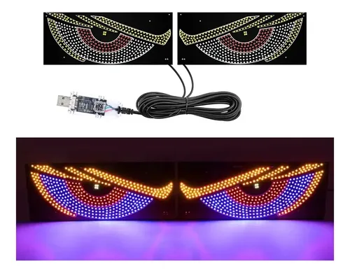 Par De Ojos Led Animados Para Parabrisas De Auto Usb