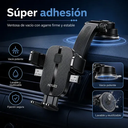 Soporte Celular Fetuzz Auto Ventosa Parabrisas Ajustable 360
