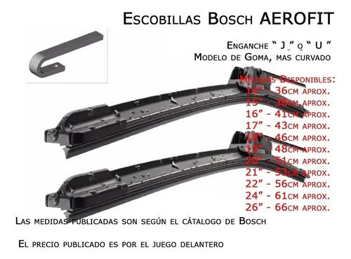 Kit 2 Escobillas Limpiaparabrisas Aerofit Bosch Vw Bora Golf