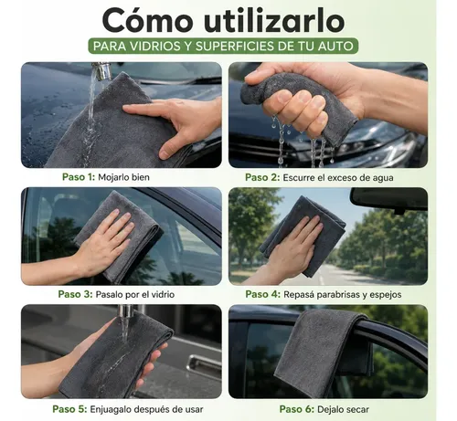 Paño Limpieza Mágico Para Auto Vidrios Parabrisas Pack X5