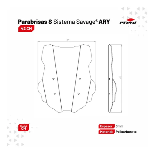 Sistema Savage Tornado 250 Parabrisas 42 Cm C- Pferd®