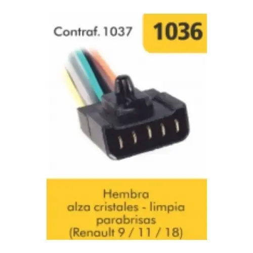 Ficha Oro 5 Vías Hembra Alza Cristales Renault 9 11 18