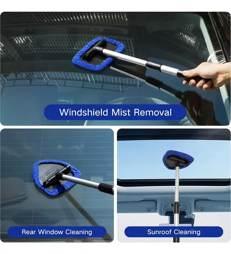 Kit Limpiavidrios Auto Con 6 Paños Microfibra Azul