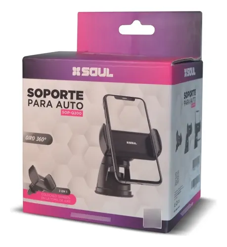 Soporte Soul Q200 Celular Auto 2 En 1 Parabrisas Y Rejilla Color Negro