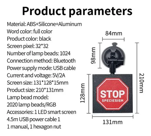 Pantalla Led A Todo Color Para Parabrisas Trasero De Auto
