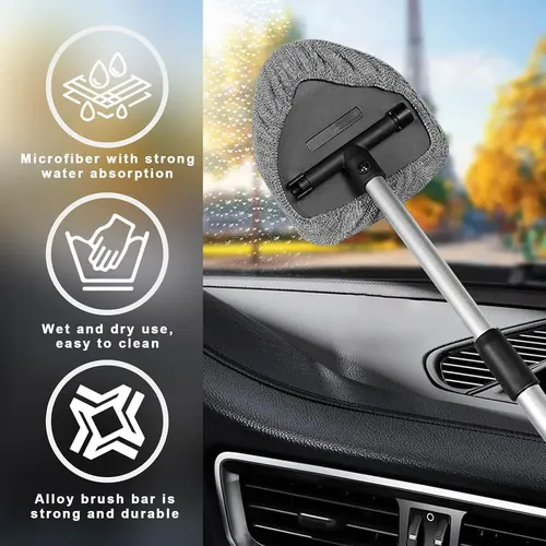 Limpiaparabrisas Microfibra Gris Con Mango Extensible