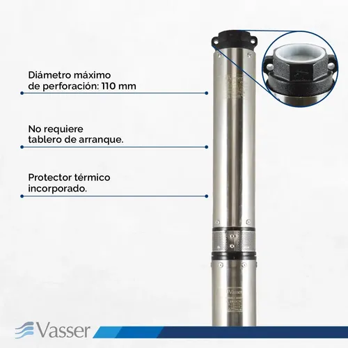 Bomba Sumergible Pozo Vasser Motorarg Bs4 2 Hp