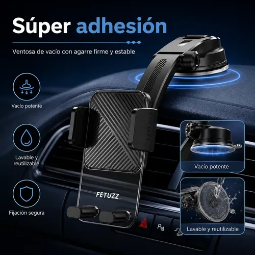 Soporte Celular Fetuzz Auto Ventosa Parabrisas Giro 360 Ajus