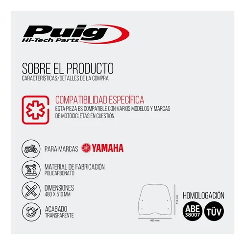 Parabrisas Moto Puig T.s. Transparente Universal
