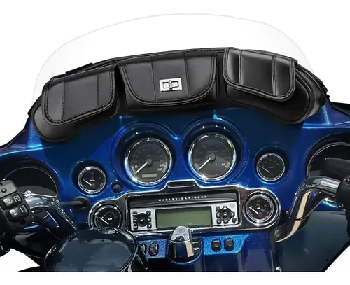 Bolso Para Parabrisas Con 3 Bolsillos Negro Para Moto