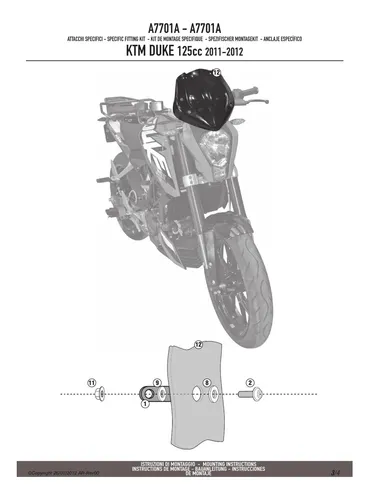 Kit Anclaje Givi Parabrisa Ktm Duke 125-200-390 (11-16)