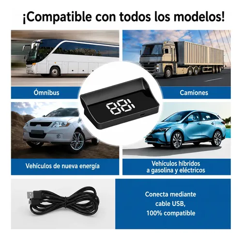 Hud Velocímetro Digital Para Parabrisas Universal Hd Usb