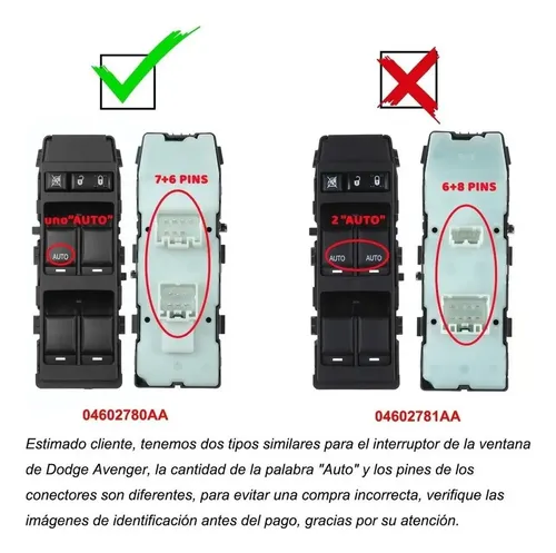 1 Control Maestro Vidrios For Dodge Avenger 2007-2014