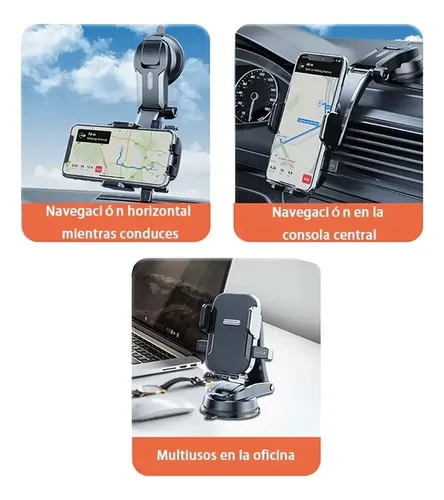F-qh// Soporte Celular Auto 3 En 1 Para Tablero Parabrisas Y