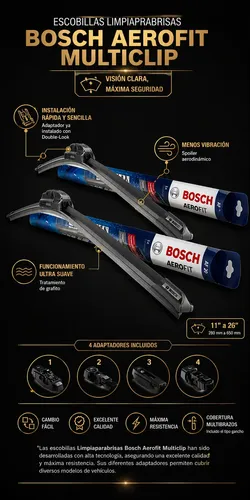 Kit 2 Escobillas Limpiaparabrisas Bosch Aerofit Multiclip