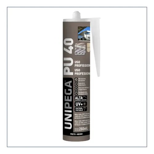 Sellador Silicona Poliuretano Unipega Pu40 Negro 280 Ml