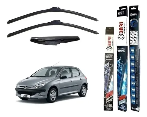 Kit De 3 Escobillas Peugeot 206 2007 2008 2009 2010 2011