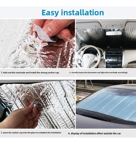 Parasol De Aluminio Con Ventosa Para Parabrisas De Coche, Liso