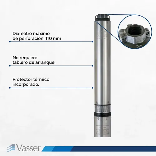 Bomba Sumergible Pozo Vasser Bs4 100 4 Pulgadas 1hp 55mts 1