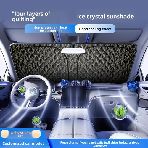 Parasol Láser Acolchado Con Clip Para Parabrisas De Coche Con Estampado Cuadriculado