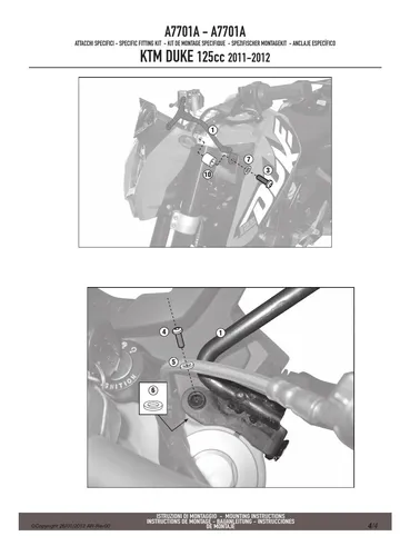 Kit Anclaje Givi Parabrisa Ktm Duke 125-200-390 (11-16)