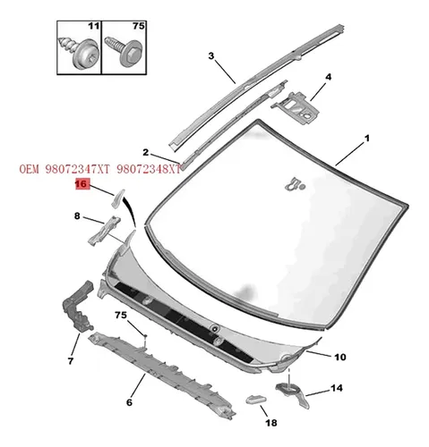 98072348xt Para Parabrisas Delantero 308s 408 308