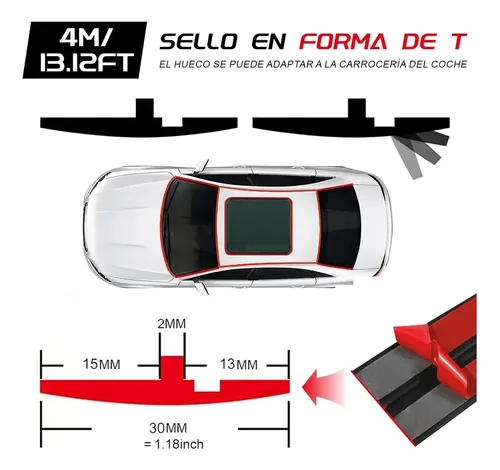 Burlete De Goma Para Sellado De Parabrisas Auto 4 M X 3 Cm
