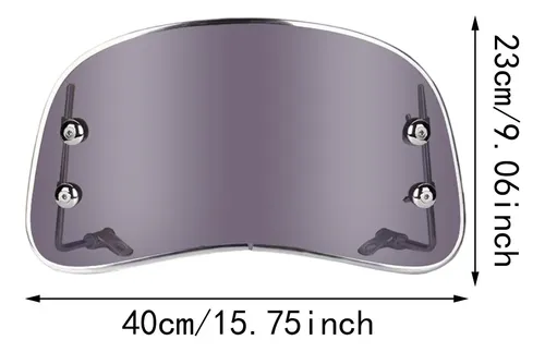 Práctico Parabrisas Para Moto, Negro, 3 Mm De Grosor