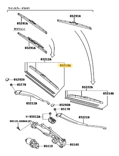 Goma Limpiaparabrisas Derecho Toyota Yaris Corolla Lexus