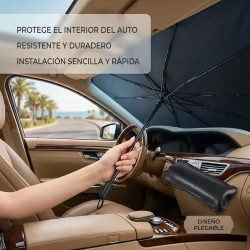 Parasol Parabrisas Auto Tipo Paraguas Protector Uv Plegable