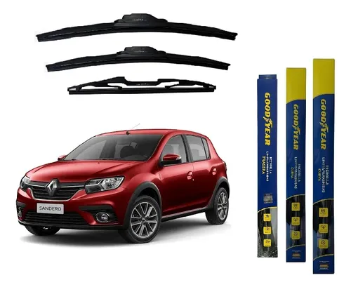 Kit 3 Escobillas Limpiaparabrisas Curva Sandero Desde 2015