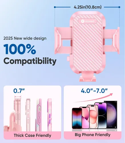 Soporte Para Celular Para Auto Vicseed Rosa 3 En 1 Para Tabl