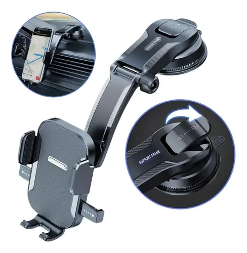 F-qh// Soporte Celular Auto 3 En 1 Para Tablero Parabrisas Y