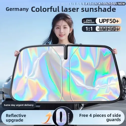 Parasol Para Parabrisas De Coche, Ajuste Personalizado, 4 Capas, Con Pegamento Láser Negro