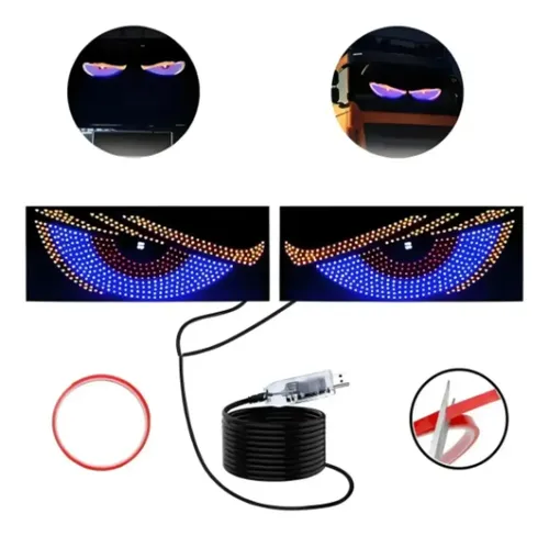 Luz Led Ojos De Diablo Usb X2 Para Auto Camión Parabrisas Dinámica 11 Modos