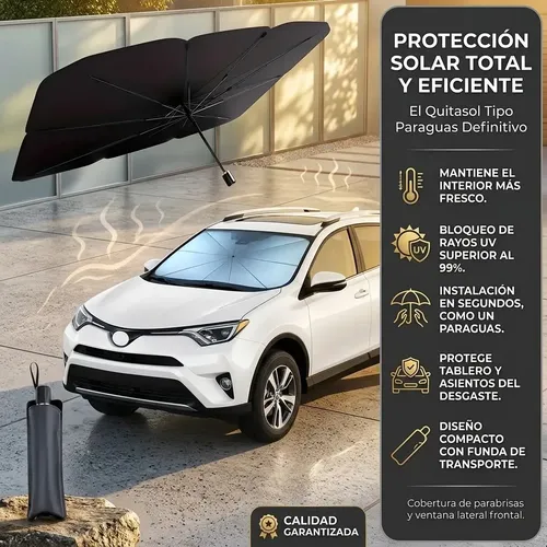 Parasol Parabrisas Auto Tipo Paraguas Protector Uv Plegable