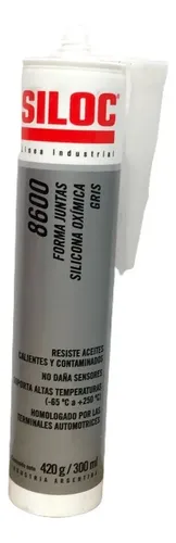 Silicona Oximica Gris Siloc 8600 420gr Resistente Aceites Automotriz