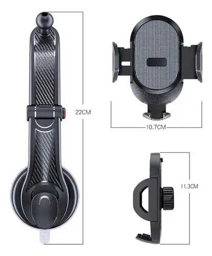 Soporte Articulado Para Celular De Auto Con Ventosa Negro Xy