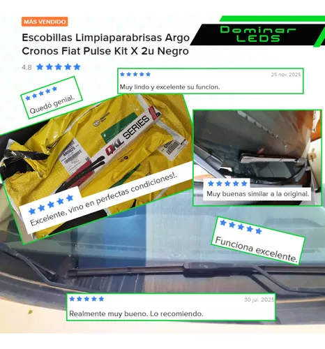 Escobillas Limpiaparabrisas Fiat Cronos Argo Pulse Kit X 2u