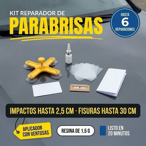 Kit Reparador De Parabrisas Con Resina Y Ventosas