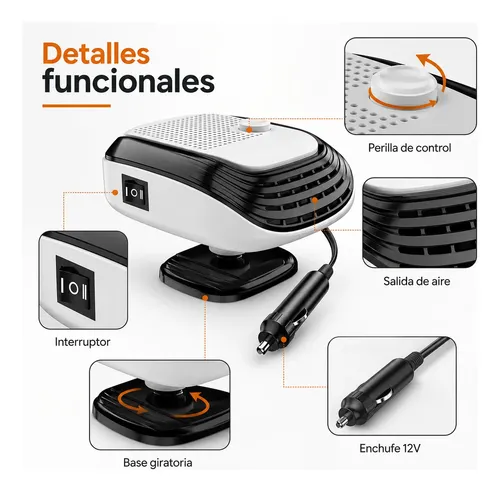Calefactor Desempañador Portátil 12v Para Auto Parabrisas