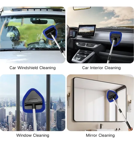Kit Limpiavidrios Auto Con 6 Paños Microfibra Azul