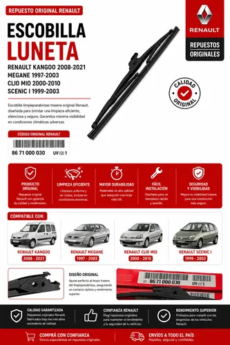 Escobilla Luneta Renault Kangoo Il Megane Clio Mio Scenic I