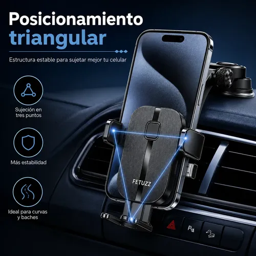 Soporte Celular Fetuzz Auto Ventosa Parabrisas Ajustable 360