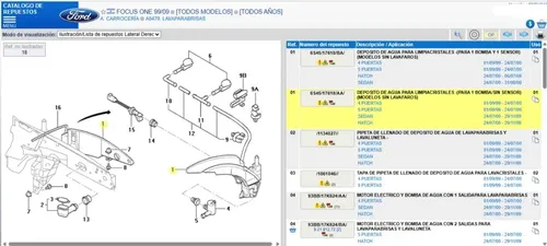 Deposito De Agua Limpia Cristales Ford Focus Año 1999/09 Ori