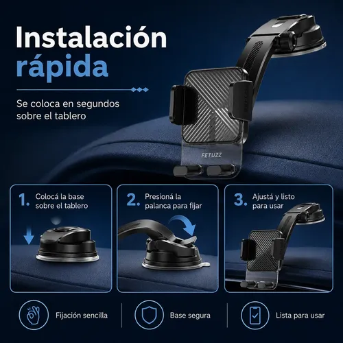 Soporte Celular Fetuzz Auto Ventosa Parabrisas Giro 360 Ajus