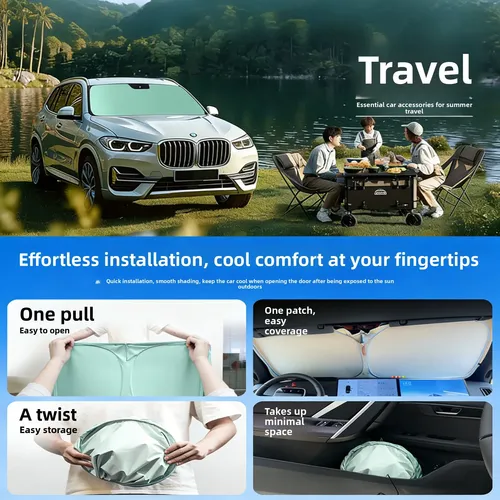 Parasol Doble Para Parabrisas De Coche Con Bloques De Colores Planos
