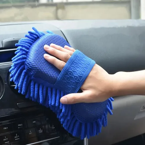 Guante De Microfibra Con Esponja De Chenilla Para Lavado De