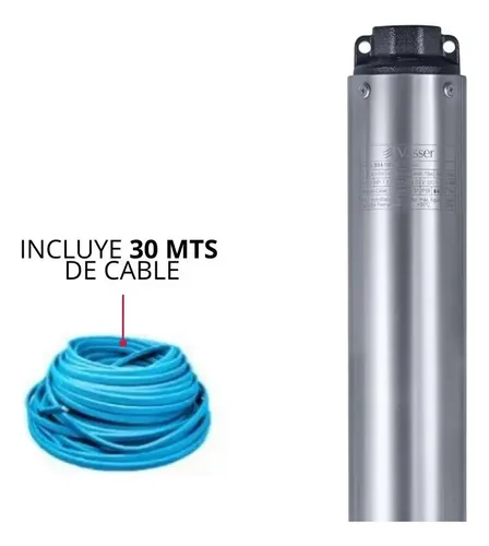 Bomba Sumergible Pozo 1 Hp 4 Motorarg Vasser 6500 L/h+cable