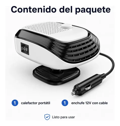 Calefactor Desempañador Portátil 12v Para Auto Parabrisas
